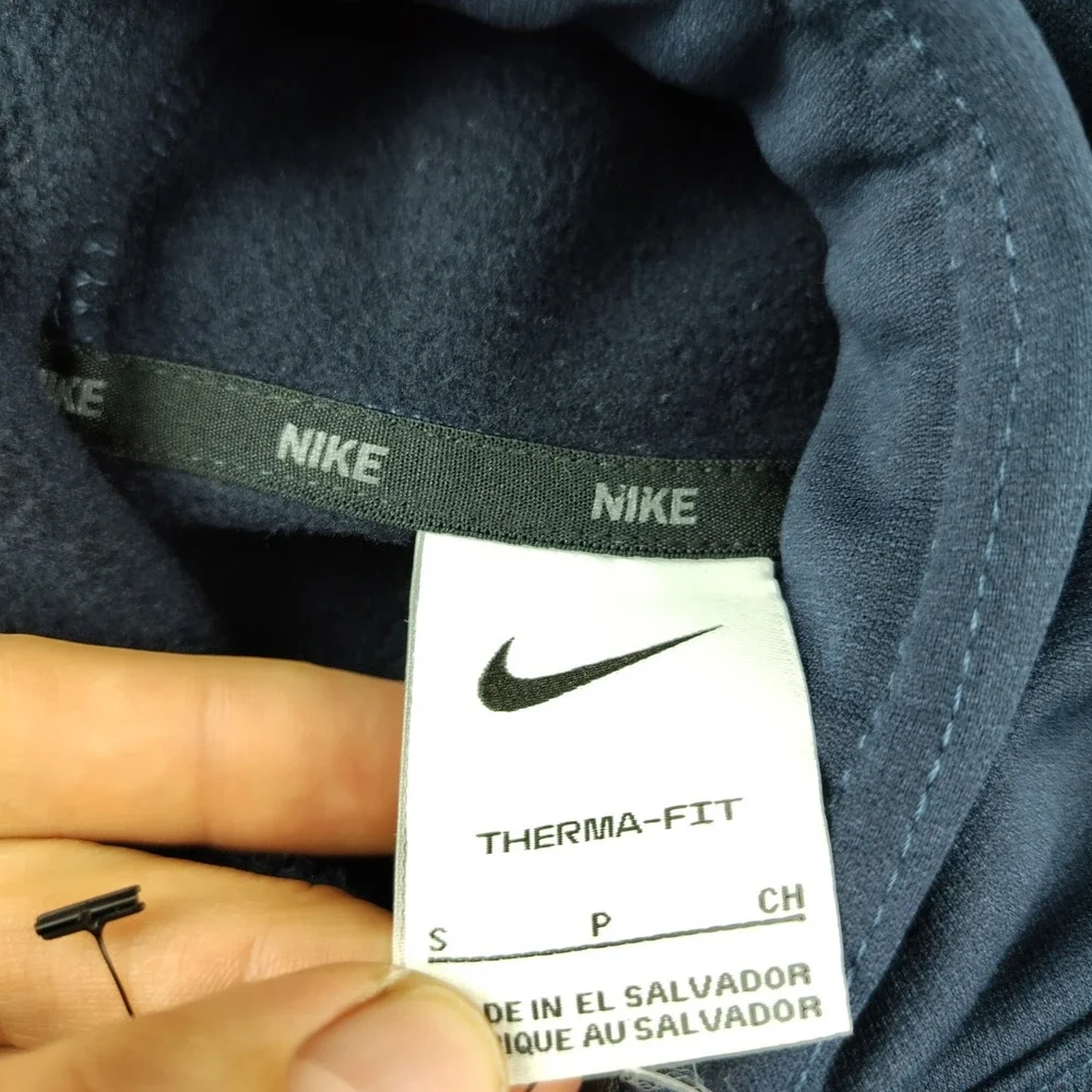 Nike Hoodie Mens Small Therma-FIT Pullover Navy Blue EUC